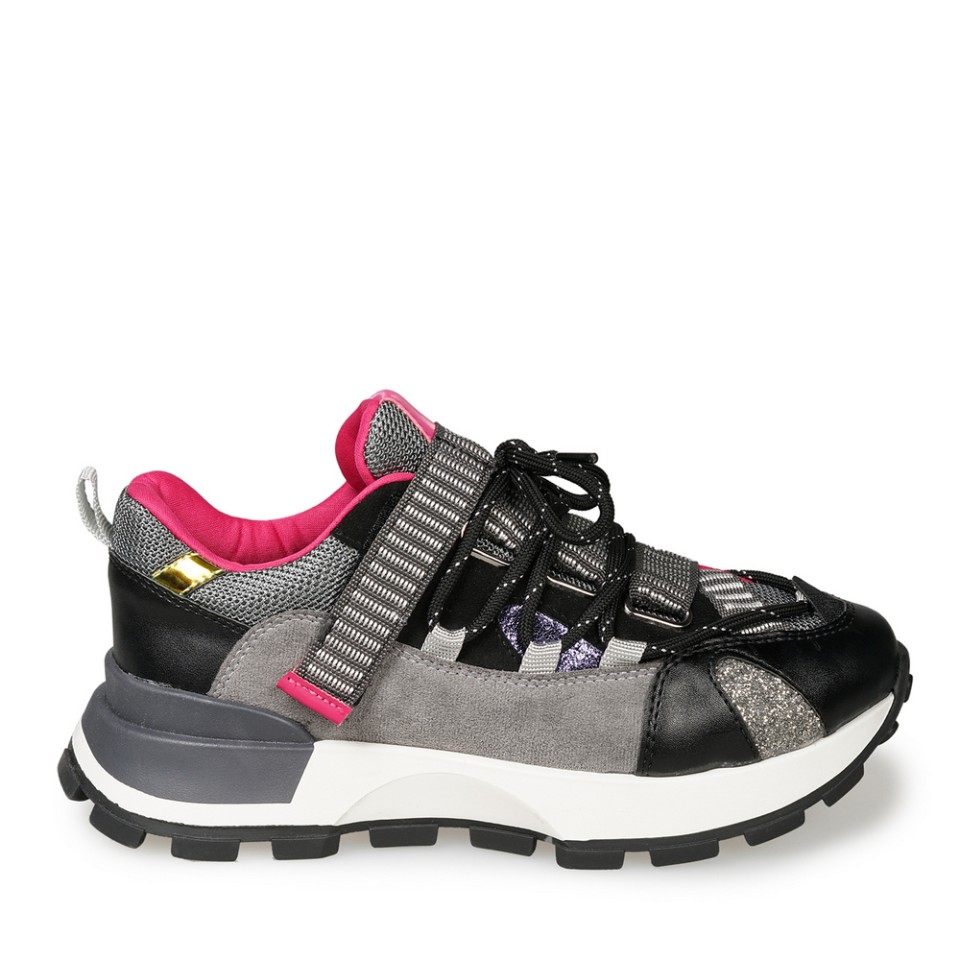 Zeytuk Siyah Sneakers Deri-Tekstil Kadın Ayakkabı 