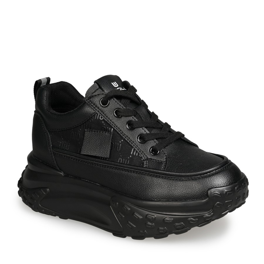 Zeytuk Siyah Sneakers Deri-Tekstil Kadın Ayakkabı