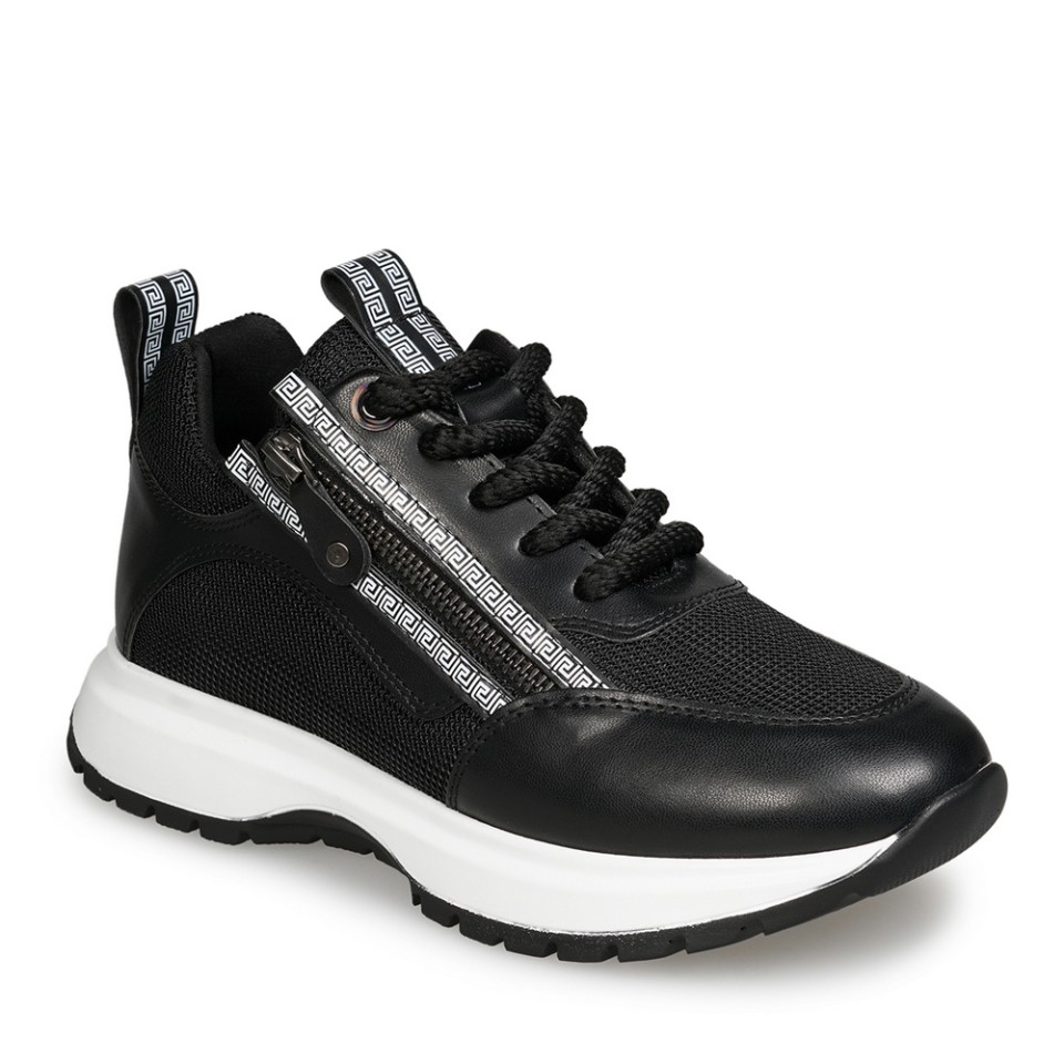 Zeytuk Siyah Sneakers Deri-Tekstil Kadın Ayakkabı