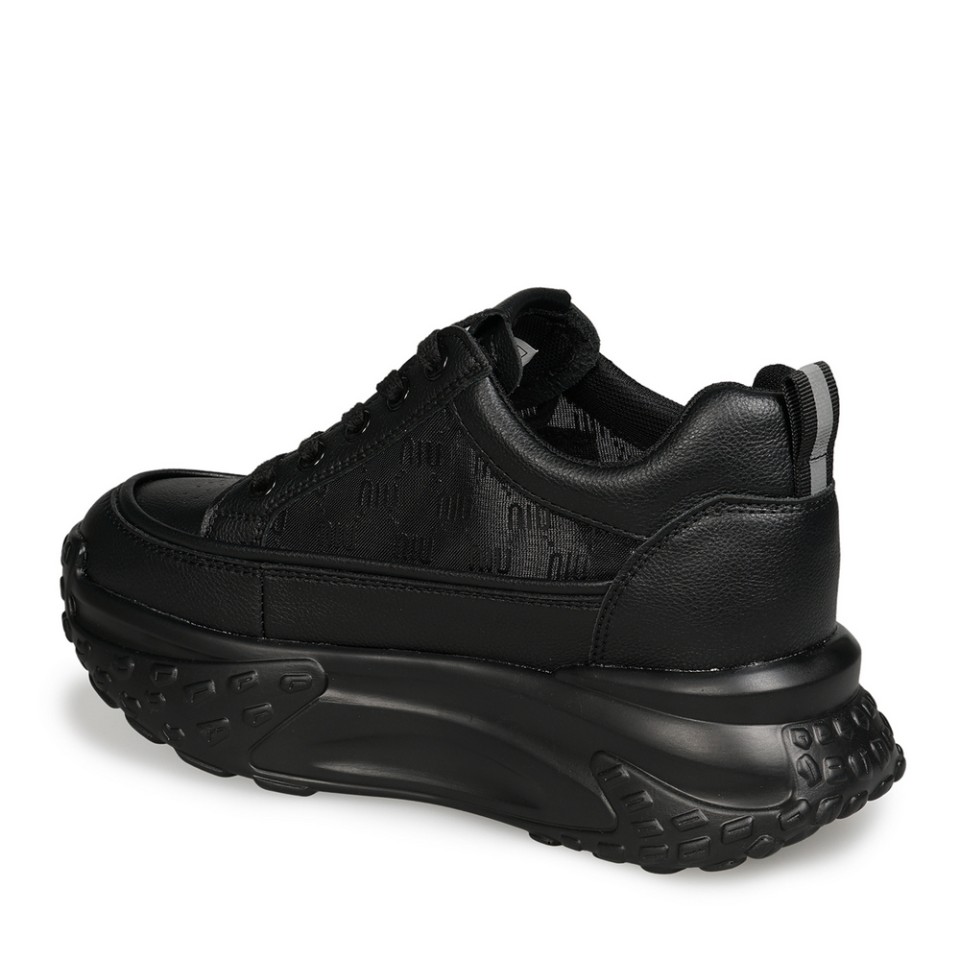 Zeytuk Siyah Sneakers Deri-Tekstil Kadın Ayakkabı