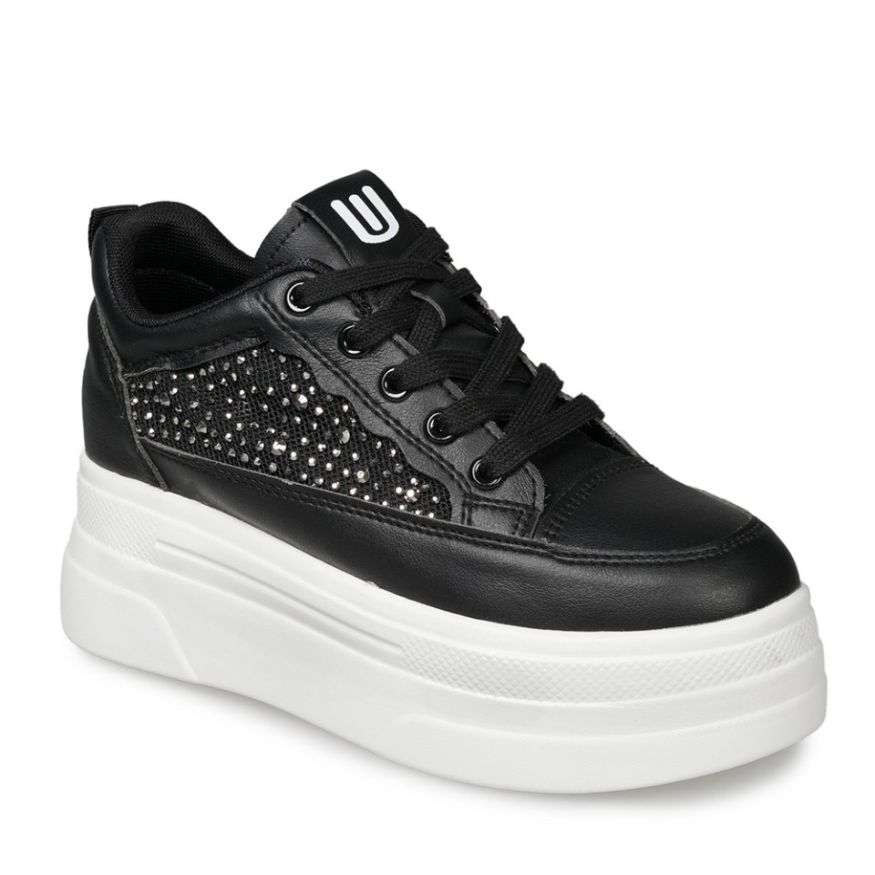 Zeytuk Siyah Sneakers Deri-Tekstil Kadın Ayakkabı