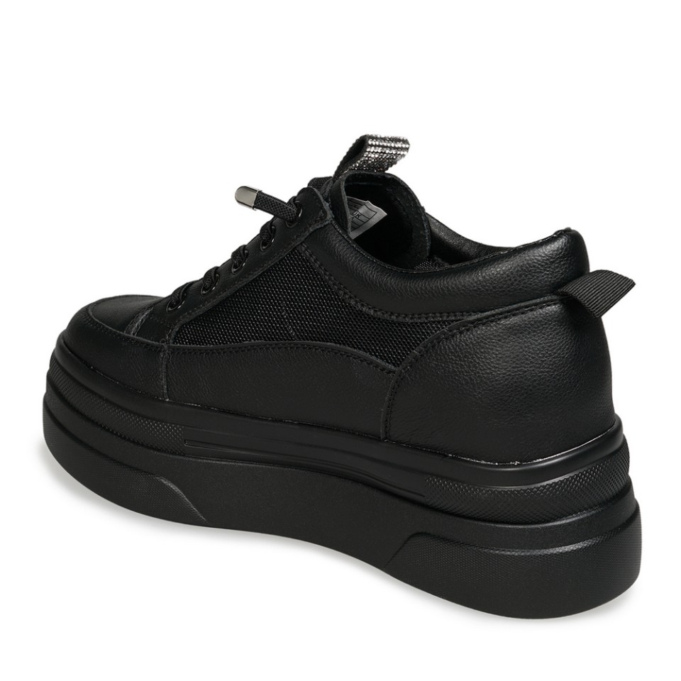 Zeytuk Siyah Sneakers Deri-Tekstil Kadın Ayakkabı