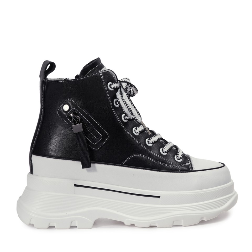 Zeytuk Siyah Sneakers Hakiki Deri Kadın Bot