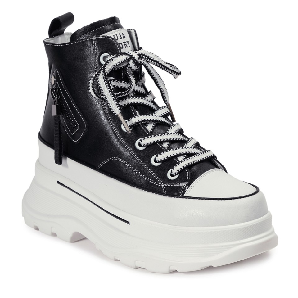 Zeytuk Siyah Sneakers Hakiki Deri Kadın Bot