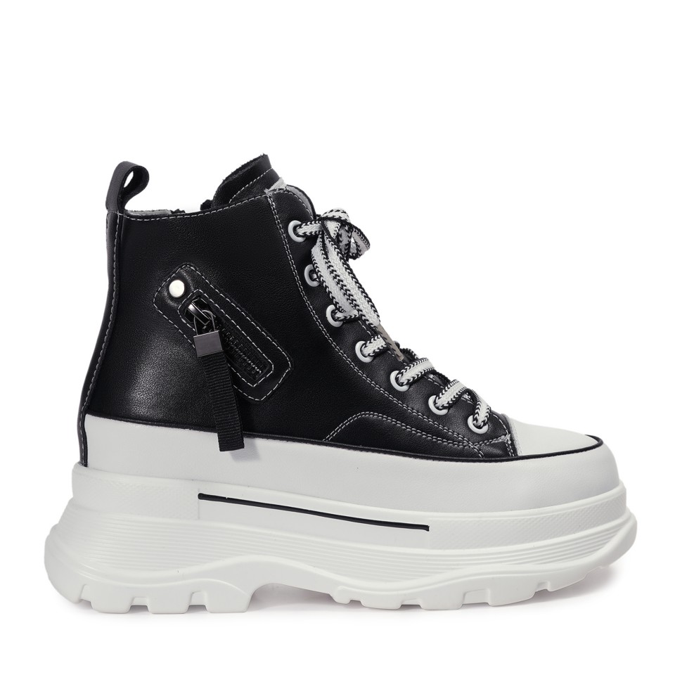 Zeytuk Siyah Sneakers Hakiki Deri Kadın Bot