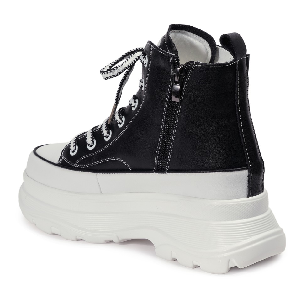 Zeytuk Siyah Sneakers Hakiki Deri Kadın Bot