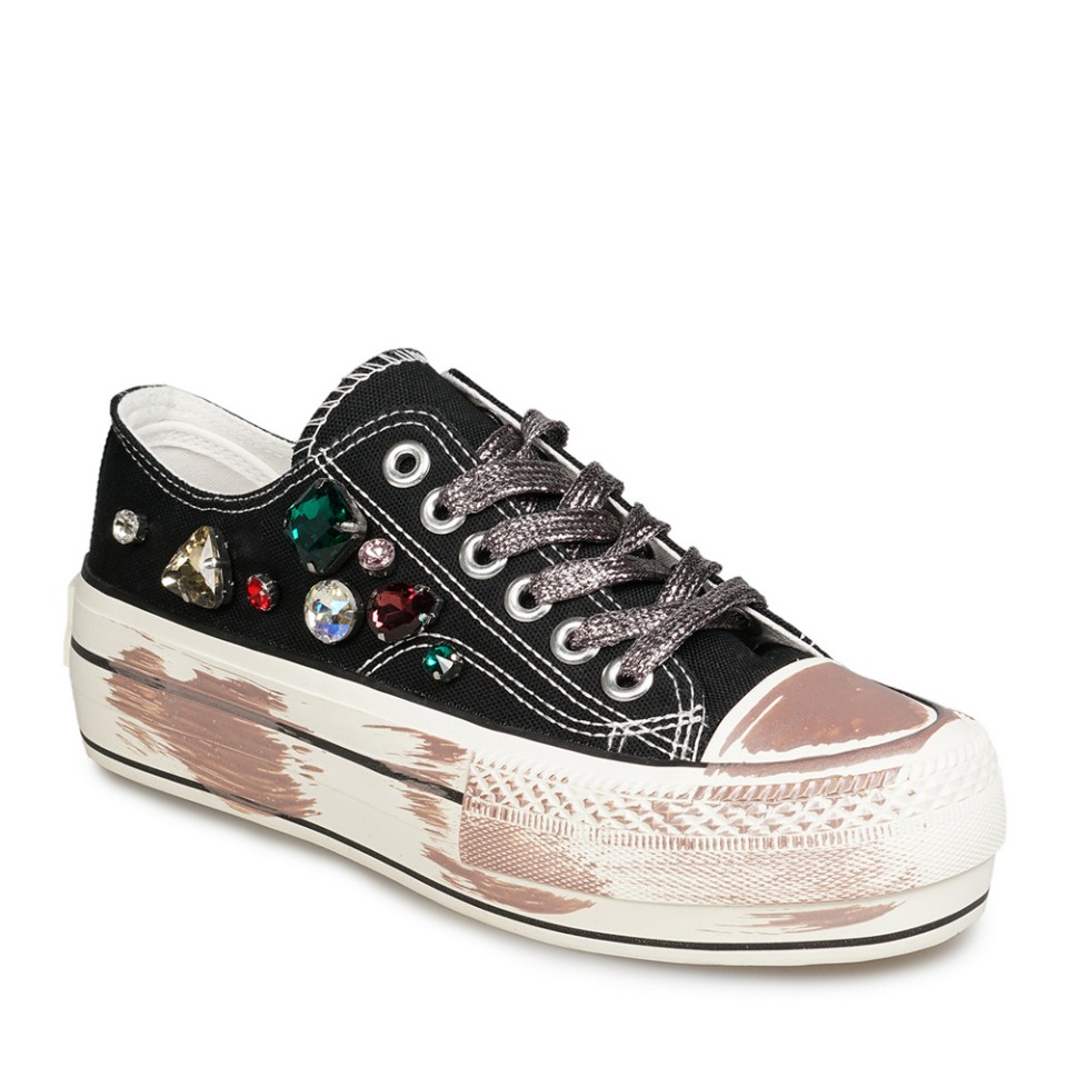 Zeytuk Siyah Sneakers Tekstil Kadın Ayakkabı 