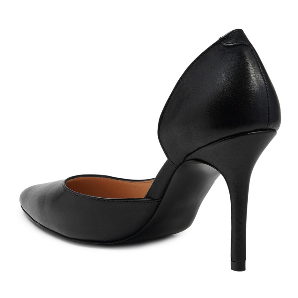 Zeytuk Siyah Stiletto Deri Kadın Ayakkabı