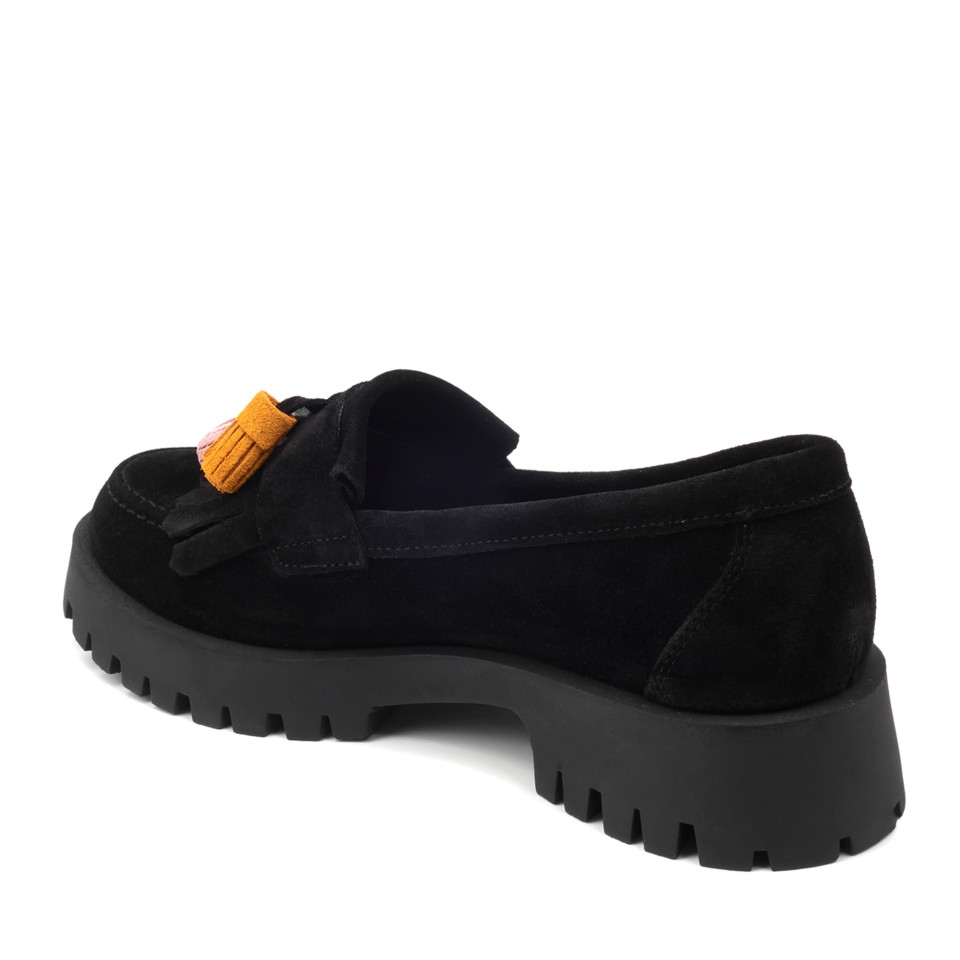 Zeytuk Siyah Süet Loafer Kadın Ayakkabı