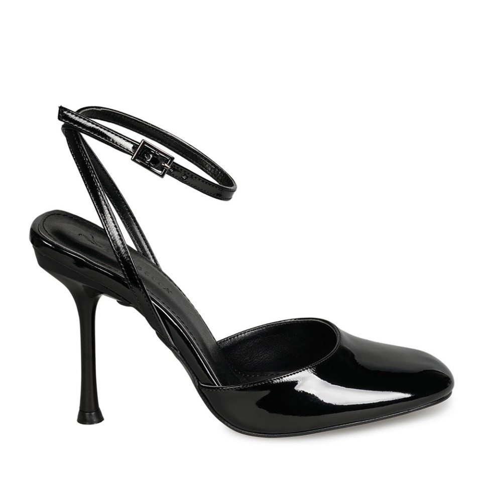 Zeytuk Siyah Topuklu Rugan Deri Kadın Ayakkabı