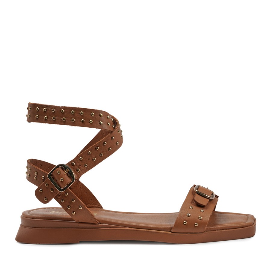 Zeytuk Taba Hakiki Deri Kadın Sandalet  