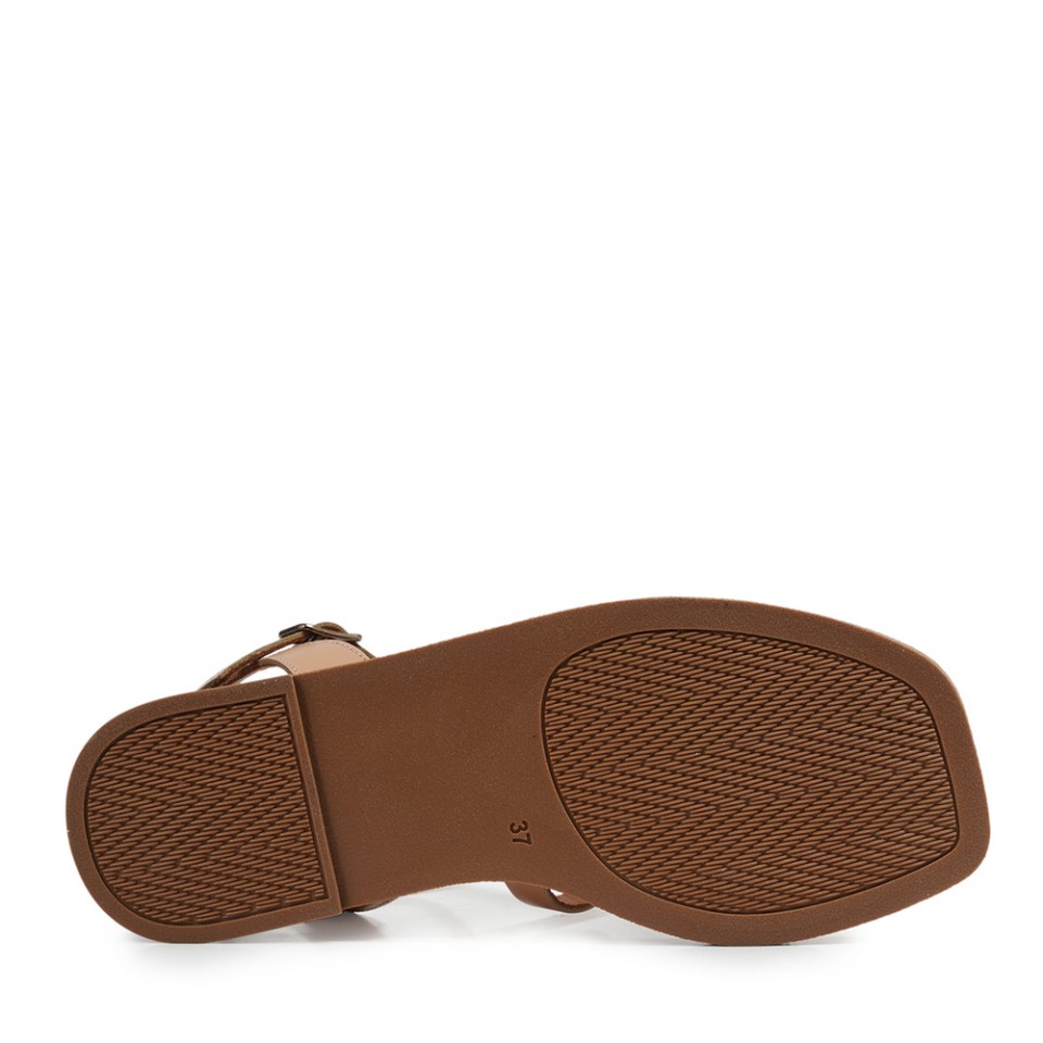 Zeytuk Taba Hakiki Deri Kadın Sandalet