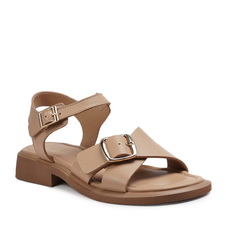 Zeytuk Taba Hakiki Deri Kadın Sandalet