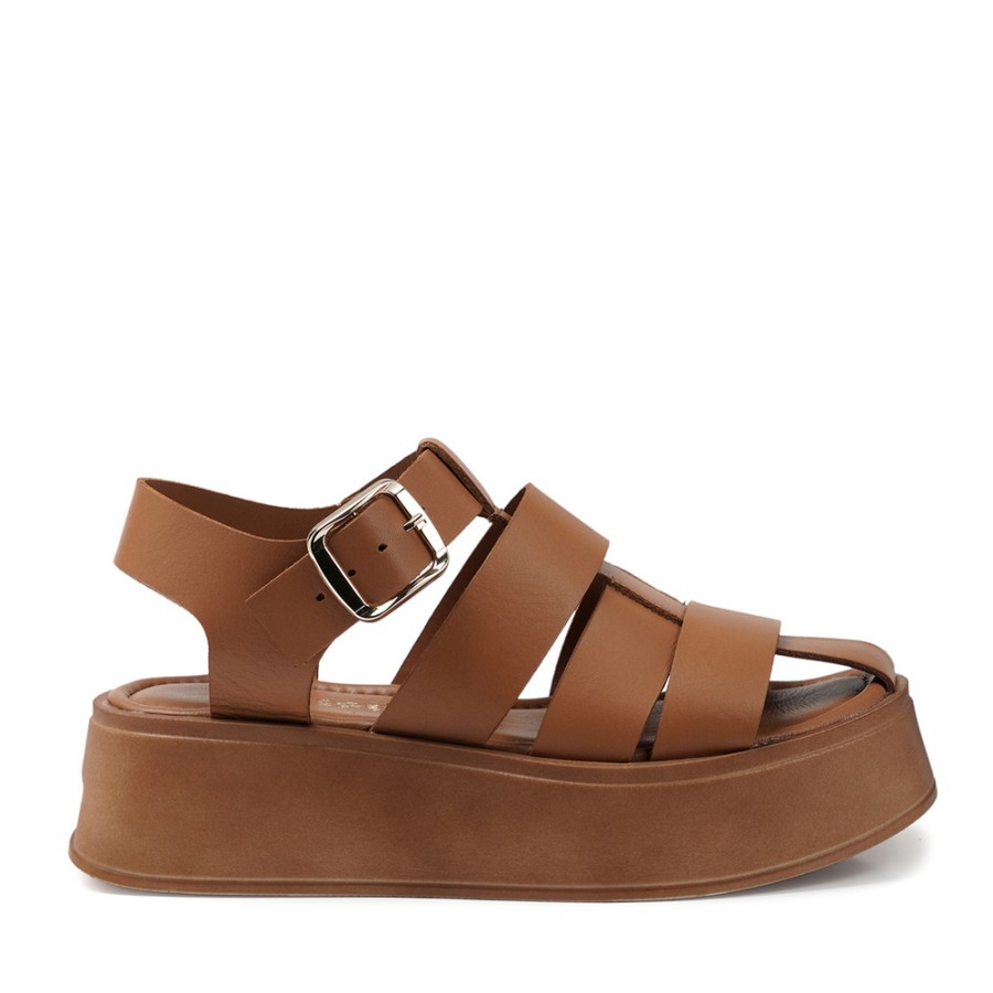 Zeytuk Taba Hakiki Deri Kadın Sandalet  