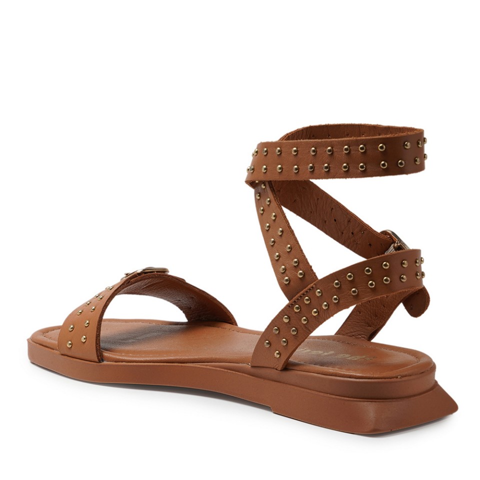 Zeytuk Taba Hakiki Deri Kadın Sandalet  