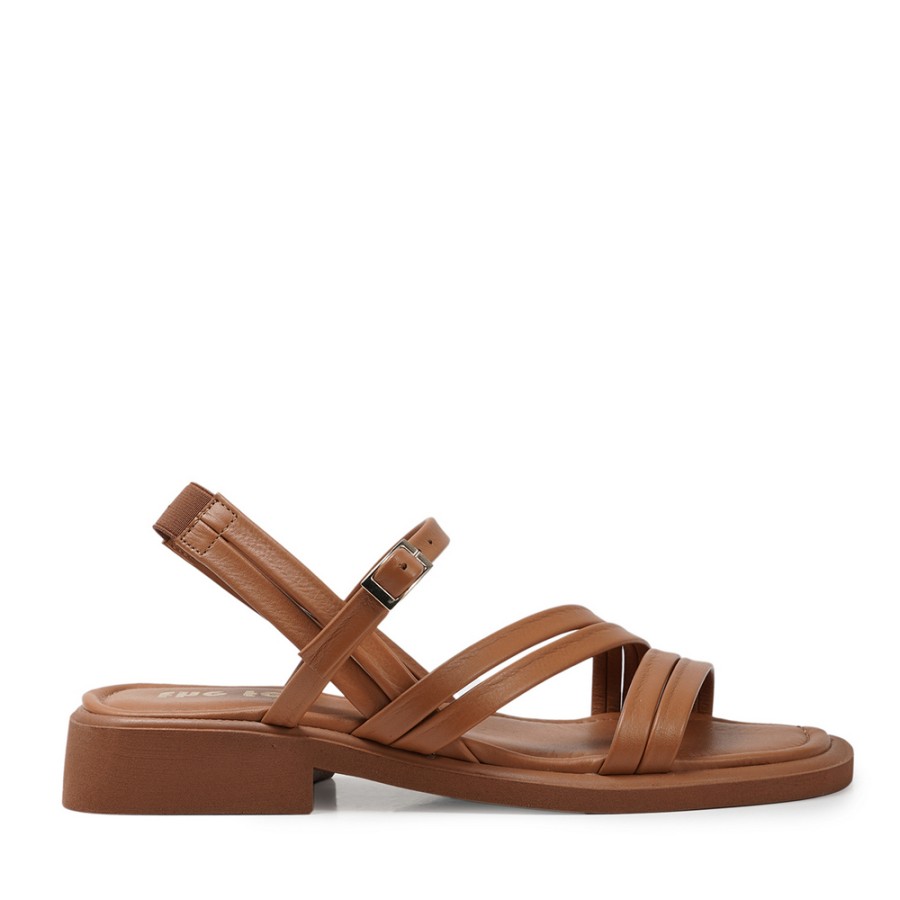 Zeytuk Taba Hakiki Deri Kadın Sandalet  