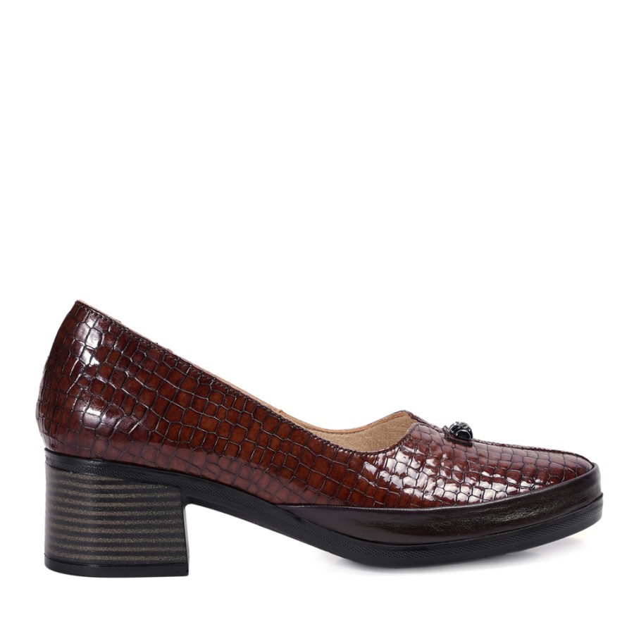 Zeytuk Taba Kalın Topuklu Hakiki Deri Kadın Ayakkabı