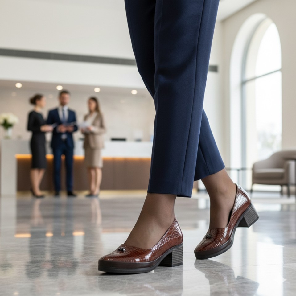 Zeytuk Taba Kalın Topuklu Hakiki Deri Kadın Ayakkabı