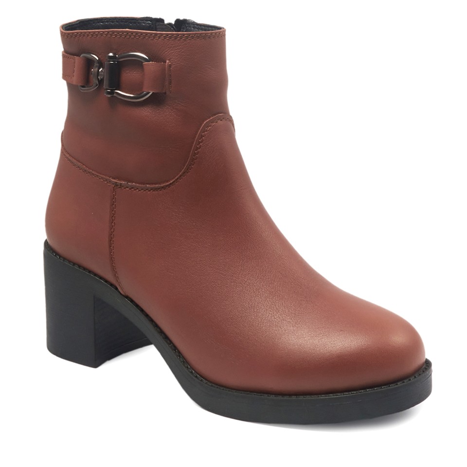 Zeytuk Taba Klasik Deri Kadın Çizme 