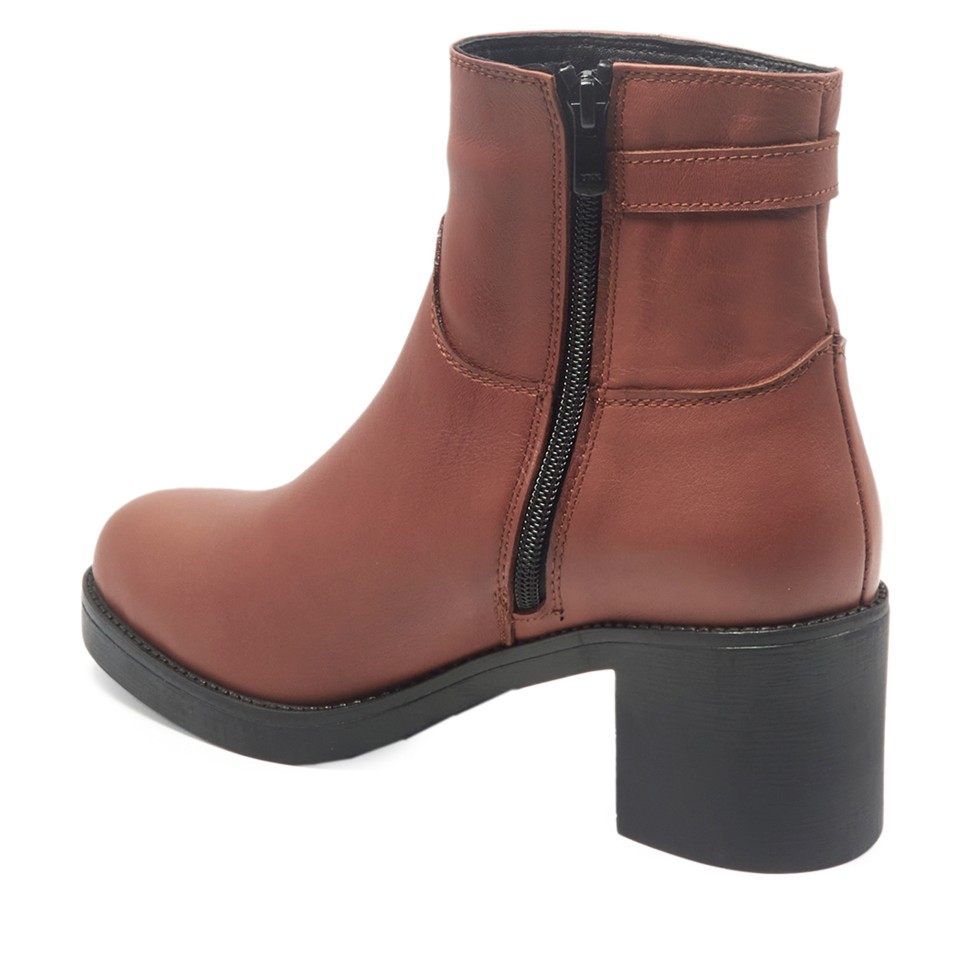 Zeytuk Taba Klasik Deri Kadın Çizme 