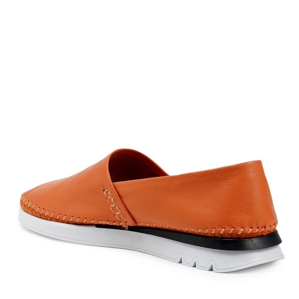 Zeytuk Turuncu Espadril Deri Kadın Ayakkabı