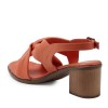 Zeytuk Turuncu Hakiki Deri Kadın Sandalet  