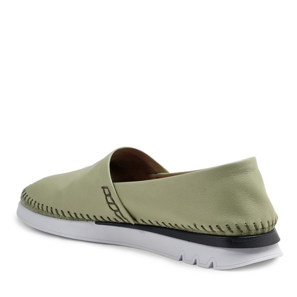 Zeytuk Yeşil Espadril Deri Kadın Ayakkabı 