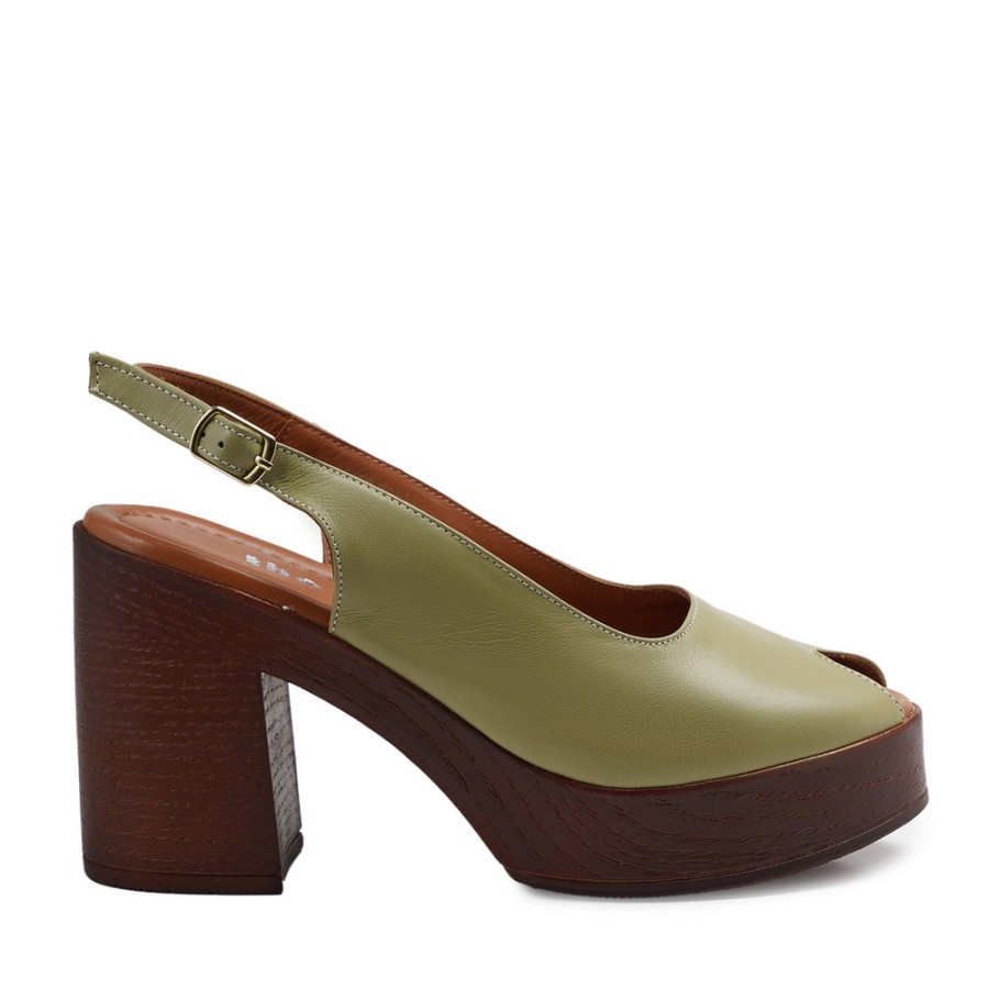 Zeytuk Yeşil Hakiki Deri Kadın Sandalet  