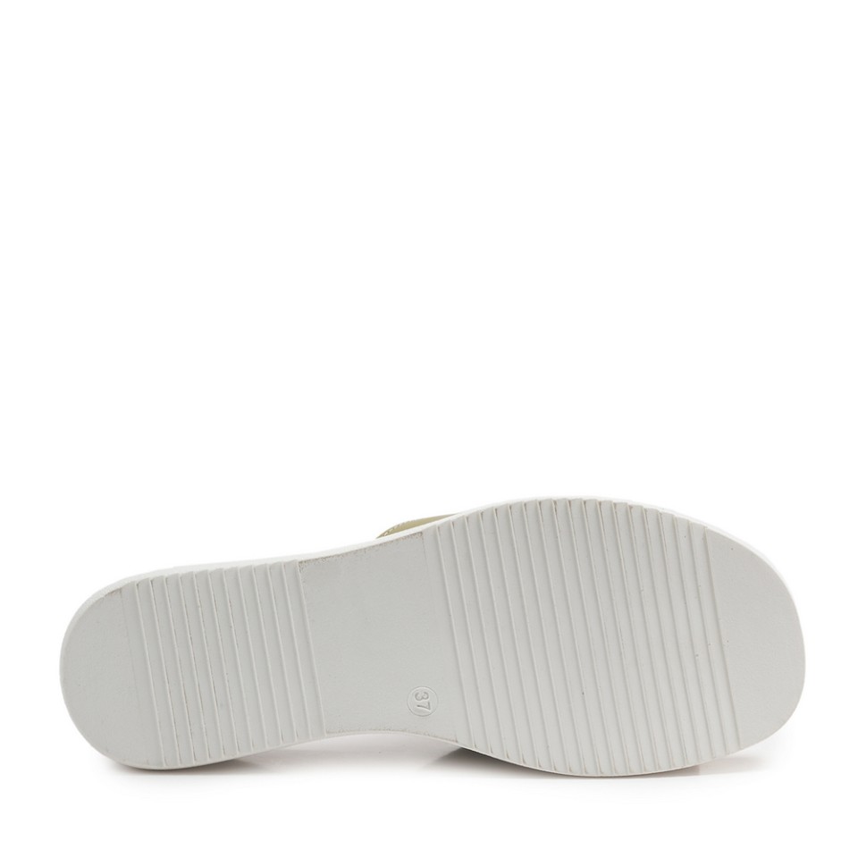 Zeytuk Yeşil Terlik Deri Kadın Terlik 