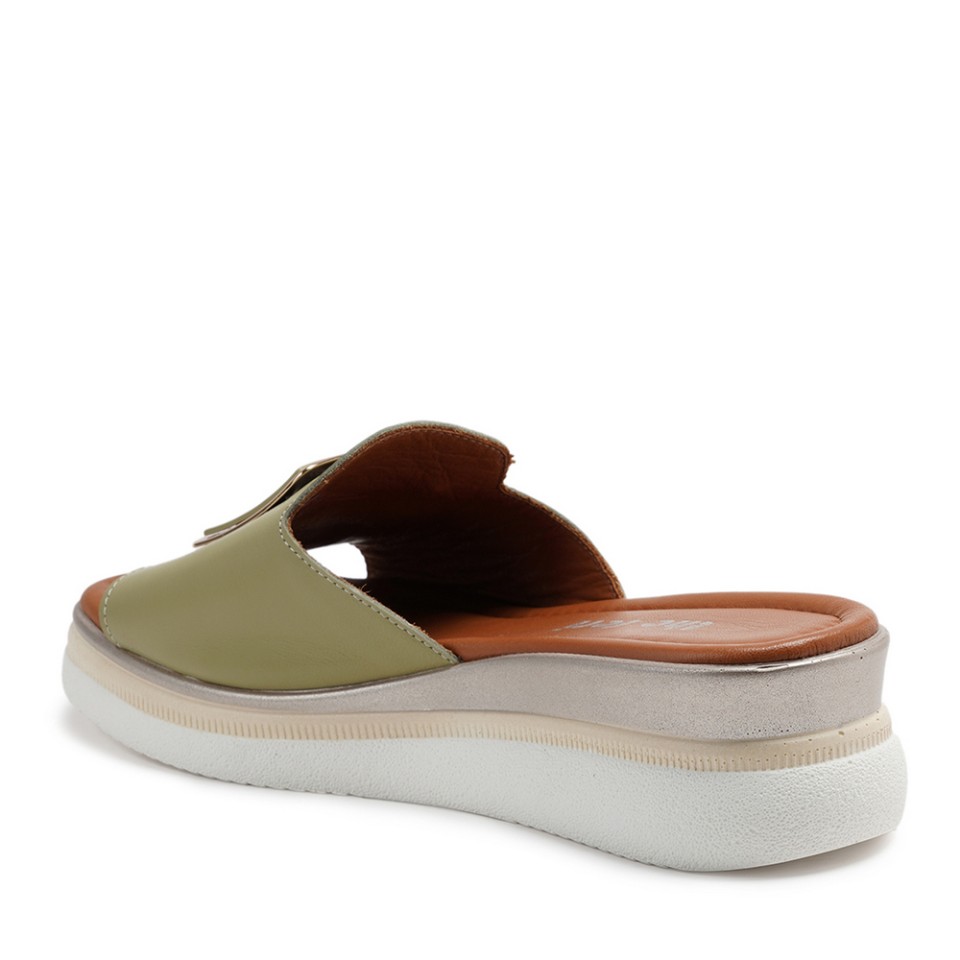 Zeytuk Yeşil Terlik Deri Kadın Terlik